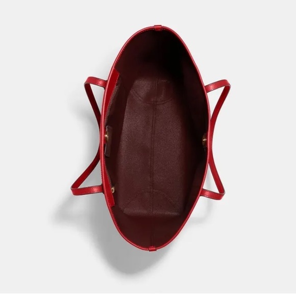 Coach NWT $398 Coach 5696 City Tote Signature Canvas Brown 1941 Red - Picture 11 of 13